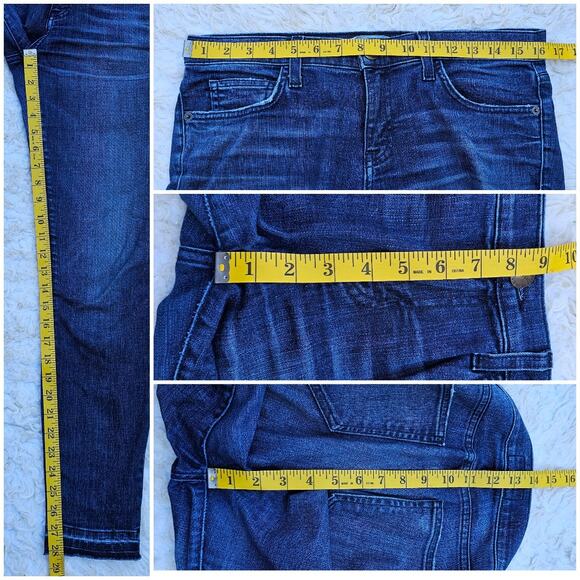 Raw Hem Jeans Current Elliott Size 29 Dark Stretch Denim Crop Ankle Skinny Jean - Picture 7 of 10